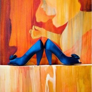 Seychelles deep turquoise satin/grossgrain pumps